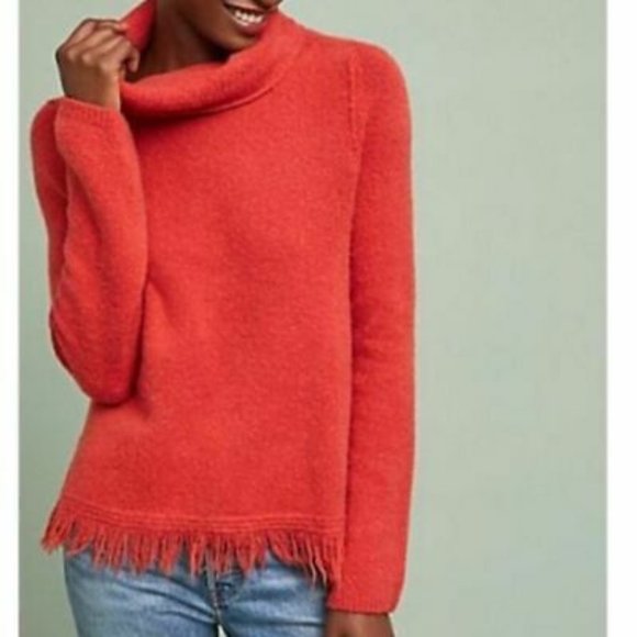 Anthropologie Aurora orange Raw Edge Turtleneck - Picture 1 of 5
